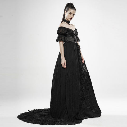 Black feather off shoulder dress