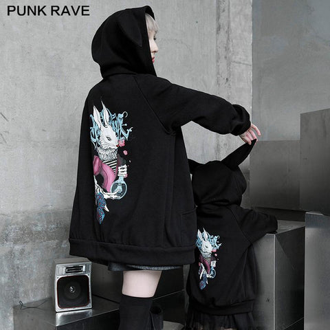 Dark rabbit print coat