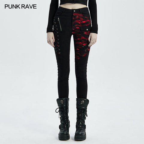 Punk blood dark denim women trousers