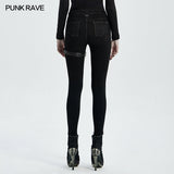 Punk knee deconstructed hollow denim trousers