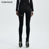 Punk knee deconstructed hollow denim trousers