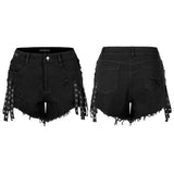 Gothic contrast color ragged jeans