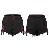 Gothic contrast color ragged jeans