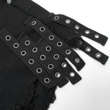Gothic contrast color ragged jeans