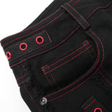 Gothic contrast color ragged jeans
