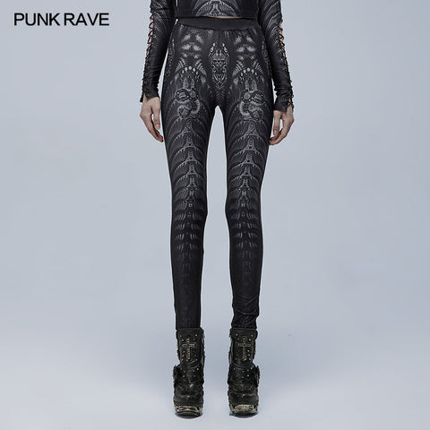 Goth skinny skeleton print Leggings