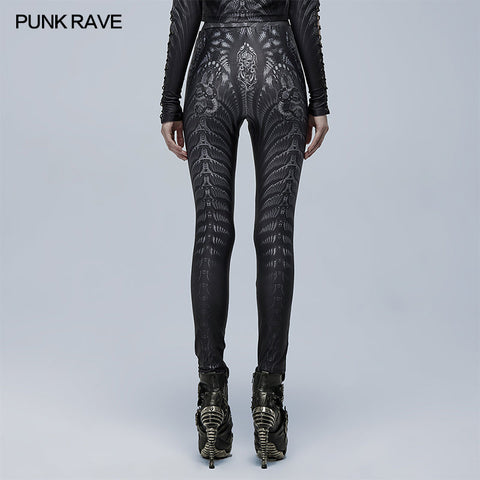 Goth skinny skeleton print Leggings
