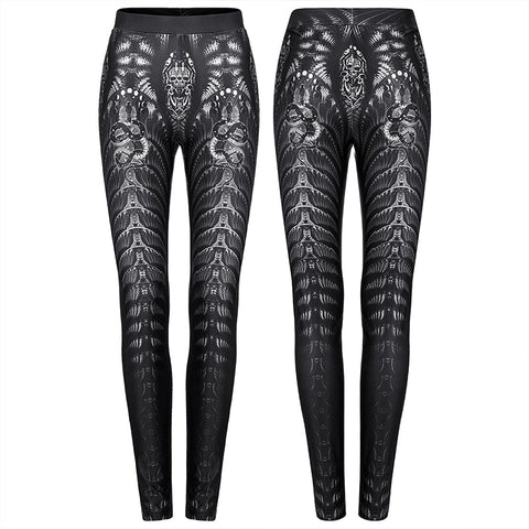 Goth skinny skeleton print Leggings