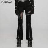 Gothic elastic flare pants