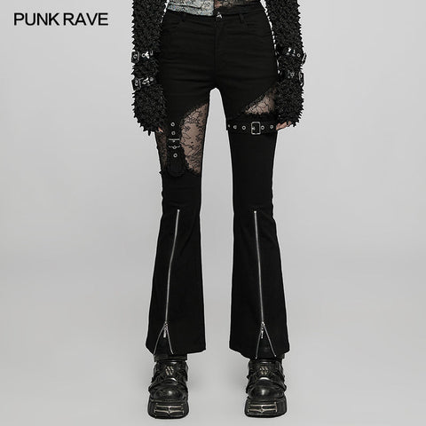 Gothic elastic flare pants