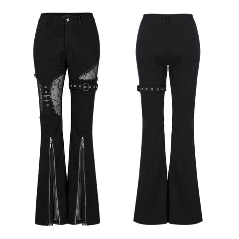 Gothic elastic flare pants