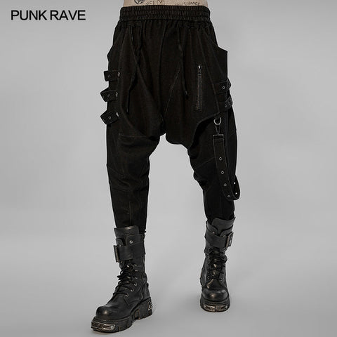 Post-apocalyptic style loose crotch pants