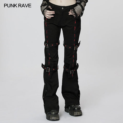 Dark Embroidered Flared Pants