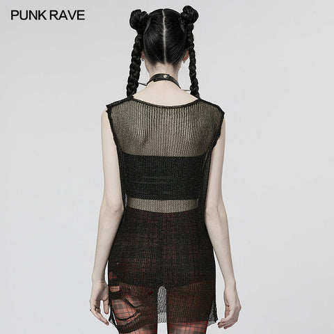 Punk imitation mental wire ripped sweater