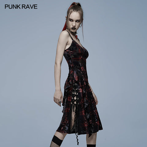 Goth velvet slip dress