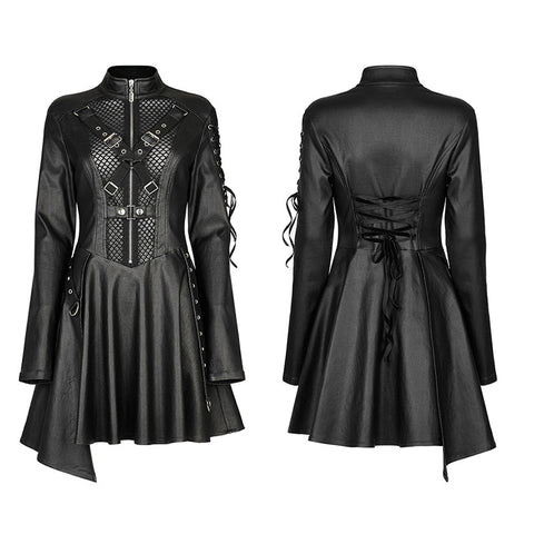 Faux Leather sexy long sleeve dress