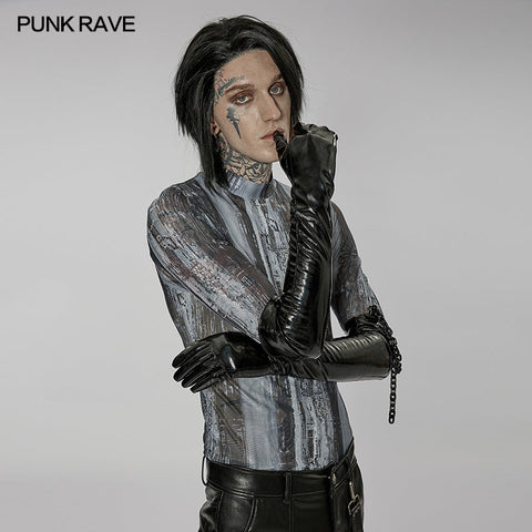 Punk patent leather gloves