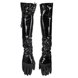 Punk patent leather gloves