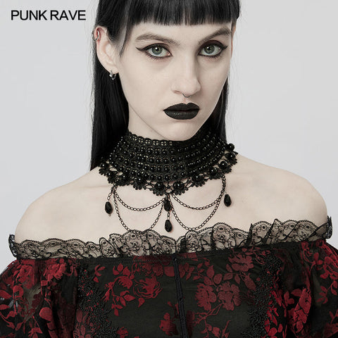 Gothic gorgeous black pearly choker