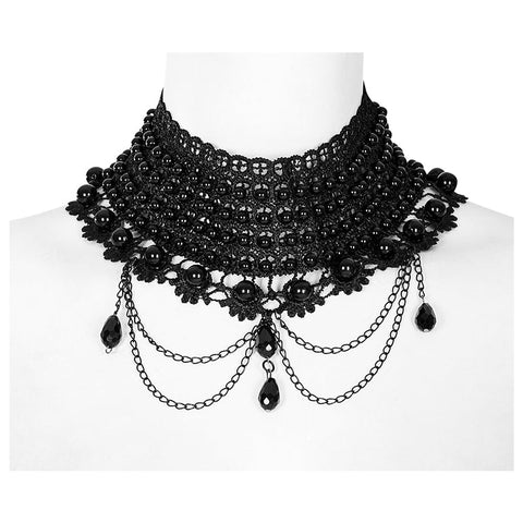 Gothic gorgeous black pearly choker