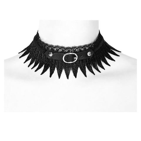 Gothic faux feather choker