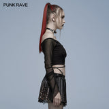 Gothic cut-out slash neck T-shirt