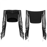 Gothic cut-out slash neck T-shirt