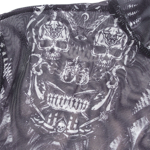 Gothic skeleton print mesh T-shirt