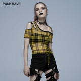 Daily punk plaid mesh T-shirt