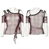 Daily punk plaid mesh T-shirt