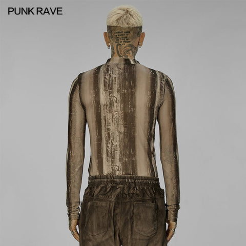 Post-apocalyptic style tight gauze T-shirt