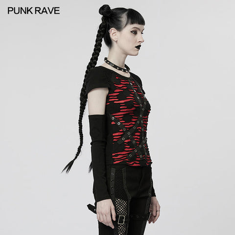 Punk Seperated Sleeves T-shirt