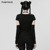 Punk Seperated Sleeves T-shirt