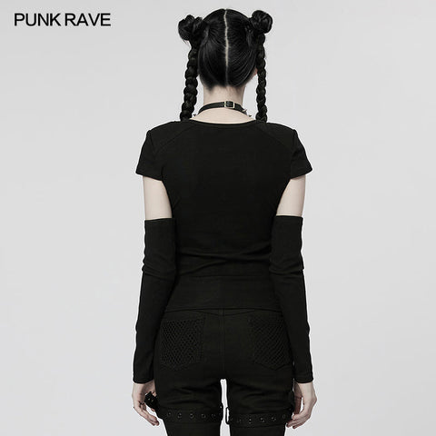 Punk Seperated Sleeves T-shirt