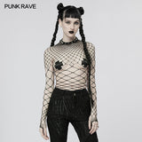 Punk one-piece mesh T-shirt