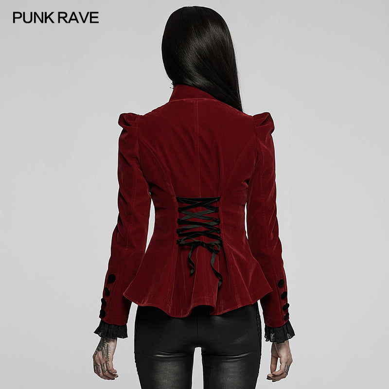 Red Velvet Elegant Gothic Vampire jacket– PUNK RAVE UK