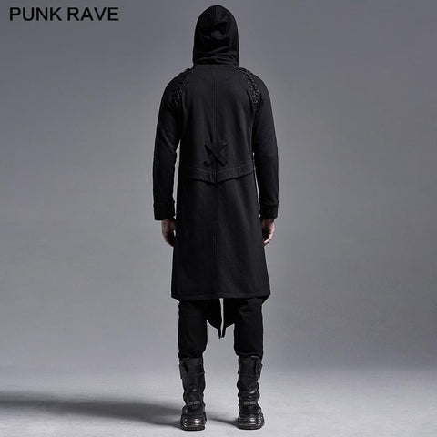 Punk  hoodie medium-length coat