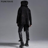 Dark printed medium-length coat