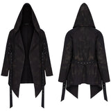 Dark printed medium-length coat