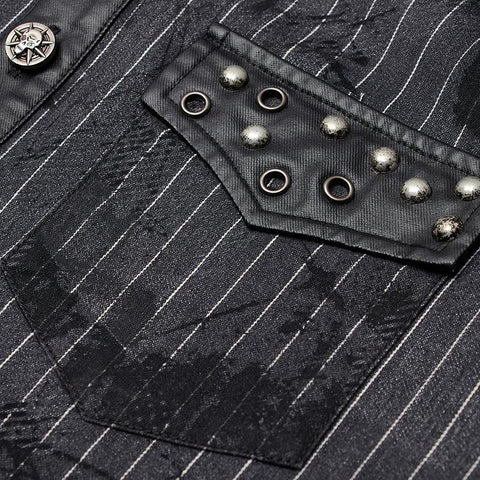 Punk abstract striped printed short sleeve shirt