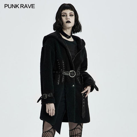 Goth Daily Wear Fleece Hooded Coat