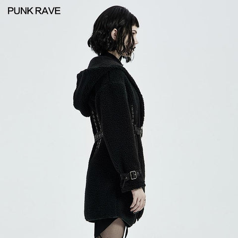 Goth Daily Wear Fleece Hooded Coat