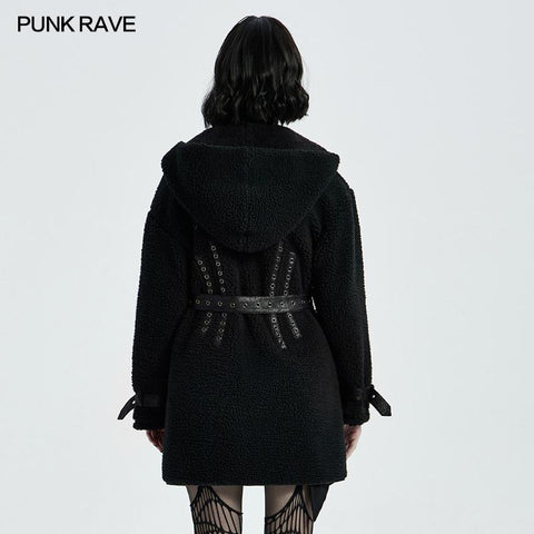 Goth Daily Wear Fleece Hooded Coat