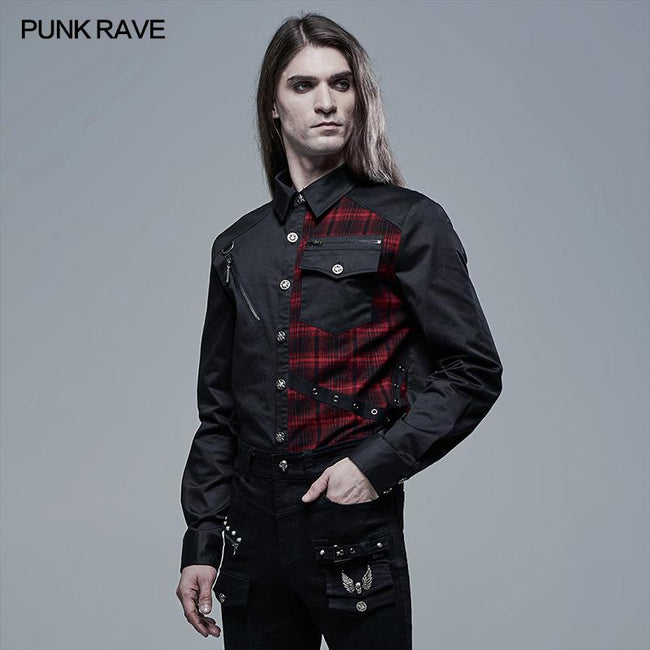 Punk Plaid Spliced Shirt