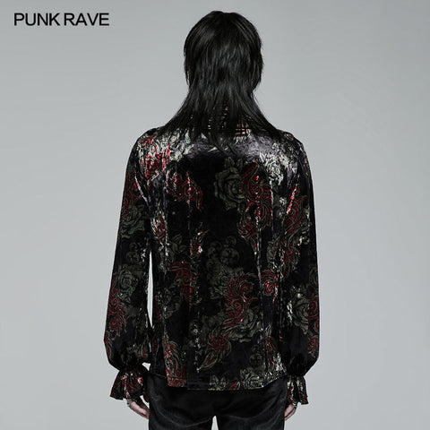 Goth Printed Velvet Long Sleeve T-shirt