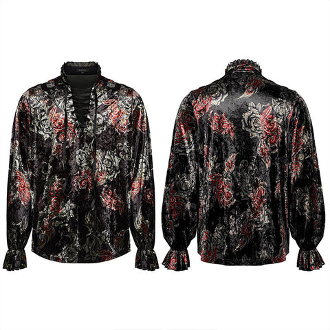 Goth Printed Velvet Long Sleeve T-shirt