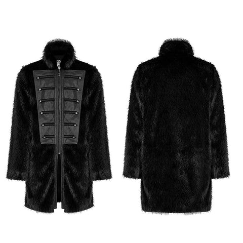 Punk faux wool medium length coat