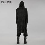 Dark pleated knitted long coat