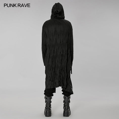 Dark pleated knitted long coat