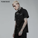 Punk asymmetric stitching shirt